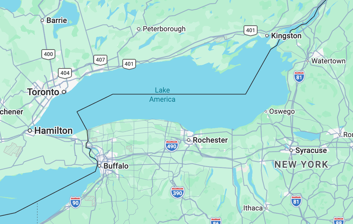 Google Maps Now Shows ‘Lake America’ Instead of Lake Ontario